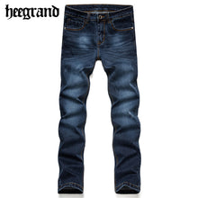HEE GRAND 2017 New Spring Men's Classic Mid Waist Blue Straight Jeans Man Stretch Long Denim Pants MKN919