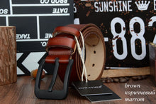 COWATHER male belt for mens high quality cow genuine leather belts 2017 hot sale strap fashion new jeans Black Buckle XF010