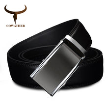 COWATHER 2017 COW genuine Leather Belts for Men High Quality Male luxury Brand jeans Automatic Ratchet Buckle 110-130cm long