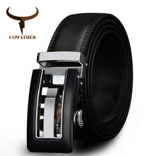 COWATHER 2017 Genuine Leather belts for men High quality brown black color metal automatic buckle Strap male Jeans cowboy CZ045