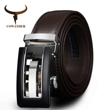 COWATHER 2017 Genuine Leather belts for men High quality brown black color metal automatic buckle Strap male Jeans cowboy CZ045